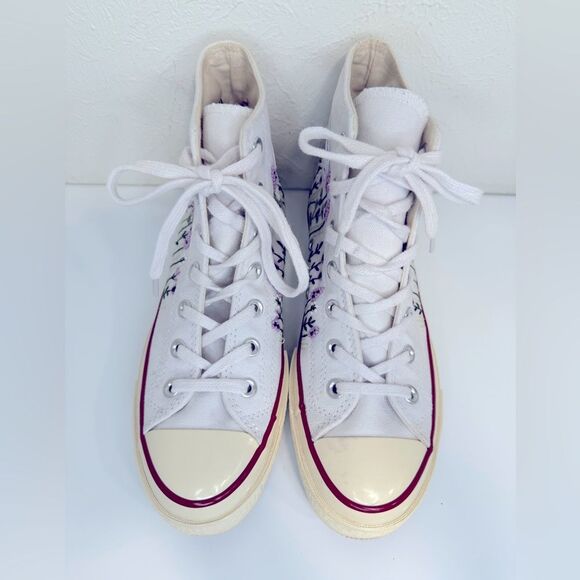Converse Chuck Taylor High Top Lavender Embroidered Women’s 8.5 - Picture 3 of 10